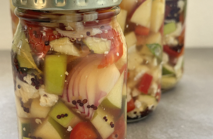 Jar of vegetable pickle